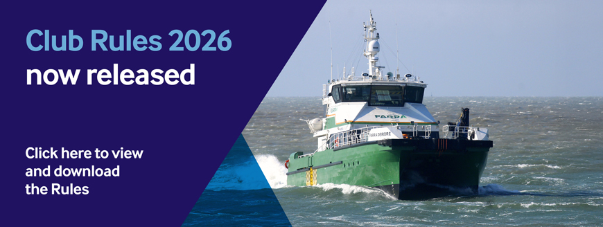 Homepage banner for the Club Rules 2026 featuring the Farra Dierdre Multi Purpose Offshore Vessel, users can click the image to view and download the Rules.